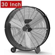 30 Inch Industrial Drum Fan 330W Floor Fan 3 Speed Powerful Motor Air Circulator