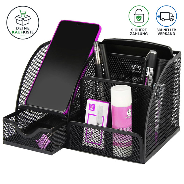 Schreibtisch Organizer Stiftehalter Metall Multifunktional Mit Schubladen-image