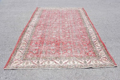6,7x10,4 ft Vintage Rug, Turkish Large Rug, Red Beige Moroccan Rug