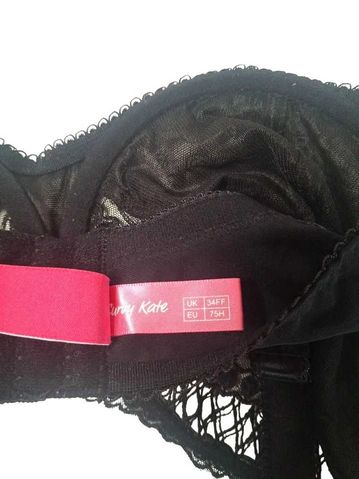 Sujetador de balcón negro de encaje Curvy Kate - Reino Unido talla 34FF - EE. UU. talla 34H Foto 3 de 4