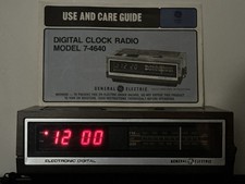 Vintage GE General Electric Model 7-4640A Digital Clock Radio Alarm Manual Work
