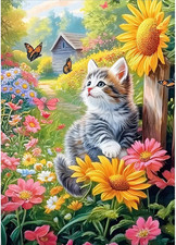 DIY 5D Diamond Painting Kits for Adults, Full Drill Gem Art, Decor cat sunflower