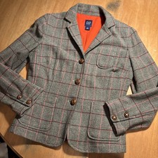 202 Vtg Herringbone Gap Blazer Riding Jacket Plaid Wool 90s Academia Preppy 4
