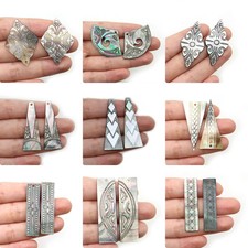 4pcs Black Natural Mother of Pearl Shell Hand Carved Pendant for Jewelry Making