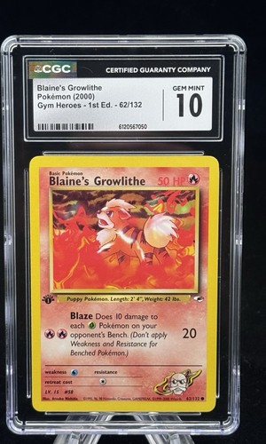 Blaine's Growlithe (1st Edition) graded CGC 10 for sale on eBay
