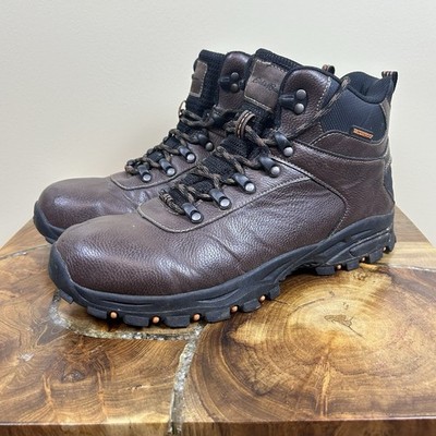 Eddie Bauer Brown Black Orange Leather Hiking Shoes Size 11M Waterproof BH