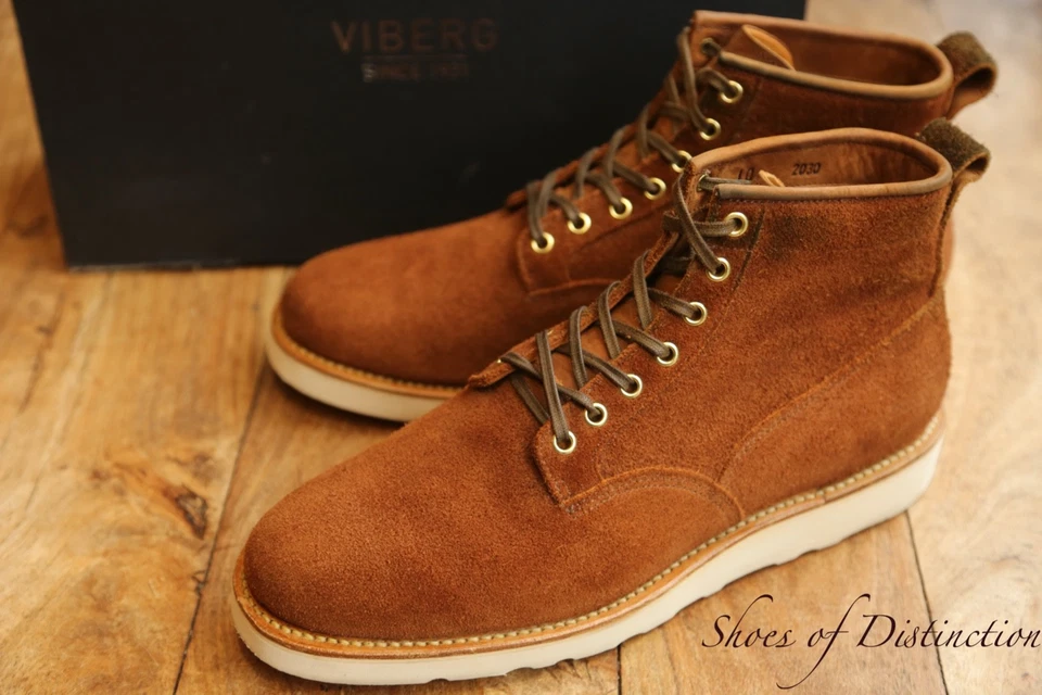 Viberg Scout Tan Brown Suede Derby Lace Up Boots Mens UK 10 US 11 EU 44 - Изображение 2 из 4