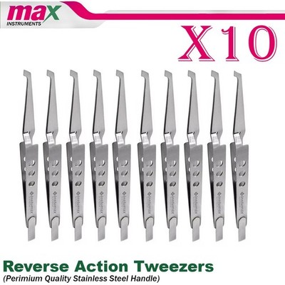 Dental Direct Bracket Holder Orthodontic Self Close Reverse Action Tweezer 10PCS