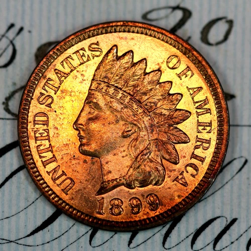 * 1899 * SUPERB+ BLAZING RED GEM BU MS INDIAN HEAD PENNY * FROM COLLECTION