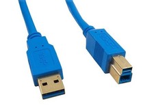 6Ft USB 3.0 Super Speed 4.8Gbps Gold Plate Type A Male to B Male Cable Blue