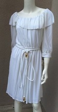 NWT Milly Of New York Woman Dress White SZ 2-4 Lined Elastic Waist With Belt