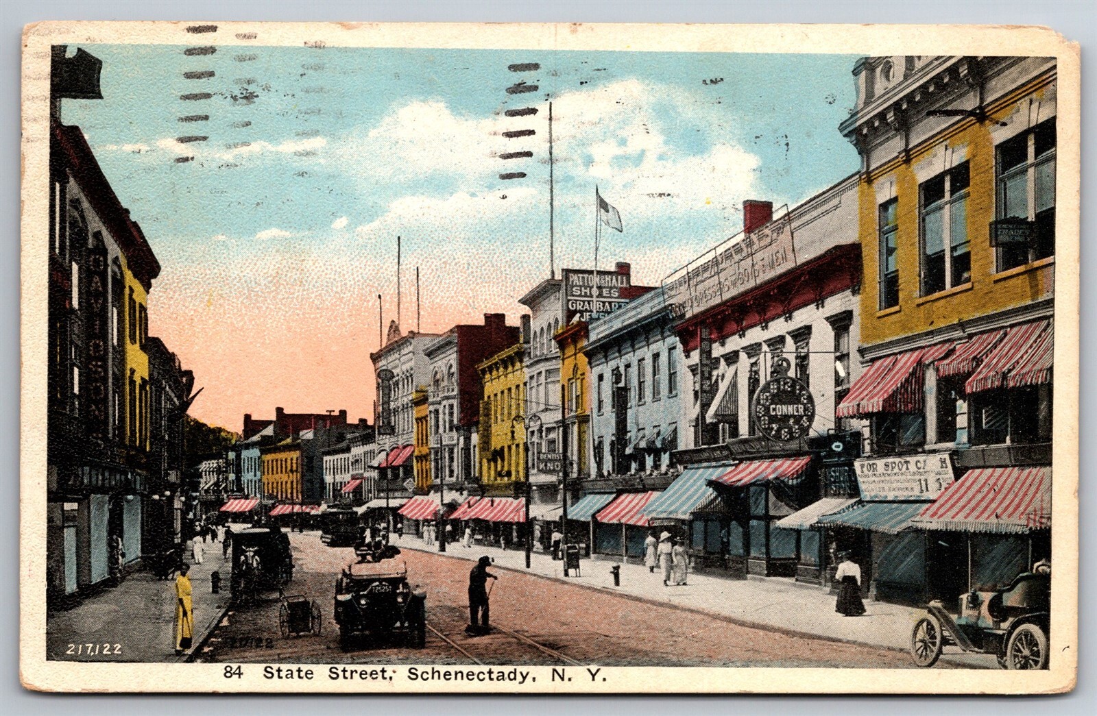 Vintage 1921 State Street Early Mail Drop Box Postcard Schenectady NY R3
