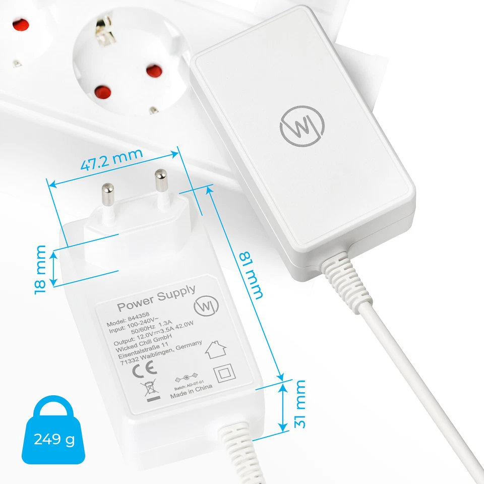 Netzteil extra lang 3m für AVM FRITZ!Box WLAN Router Repeater 12V / 3,5A weiss - Bild 3 von 4