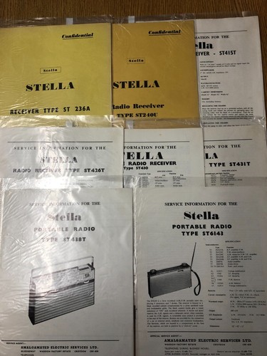 8 Stück Stella Serviceblätter für 236A 240U 415T 426T 430 431T 438T 6143 Funkgerät