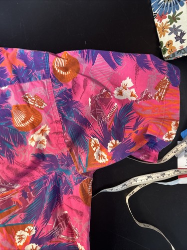 CHAPS Ralph Lauren floral cotton shirt Large men's Hawaii Bright Pink Size L - Picture 9 of 12