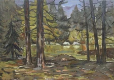 Forest Landscape Signed Oil Painting