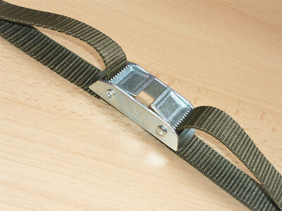 10m Spanngurt extra lang Doppelklemmschloss Zurrgurt Camping 25mm oliv