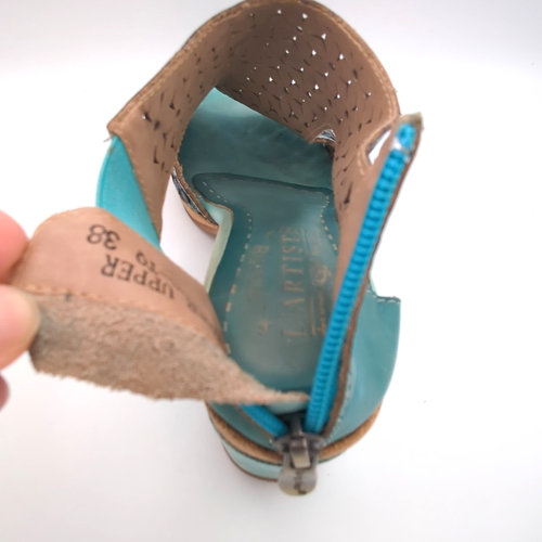 L' Artiste by Spring Step ~Hibiskus Blue Leather Sandals~ Women EU 38 US 7.5 - Picture 10 of 14