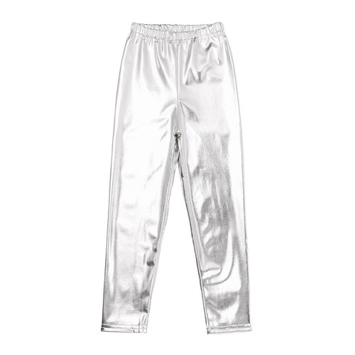 Kids Girl Metallic Leggings Stretchy Shiny Pants Party Dance Dancing Leggings - Picture 9 of 25