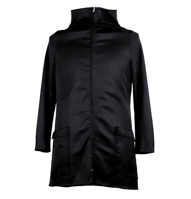 Jil Sander Womens Sz 6 Wool Scuba Zip Jacket Jet Black Medium / 38 