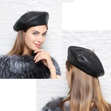 Womens Ladies Real leather Spring Thin Beret ...