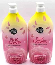 SHOWER MATE TWIN PACK! K-Beauty Pink Flower Body Wash - JUMBO 40. Oz. EA ! -NEW!