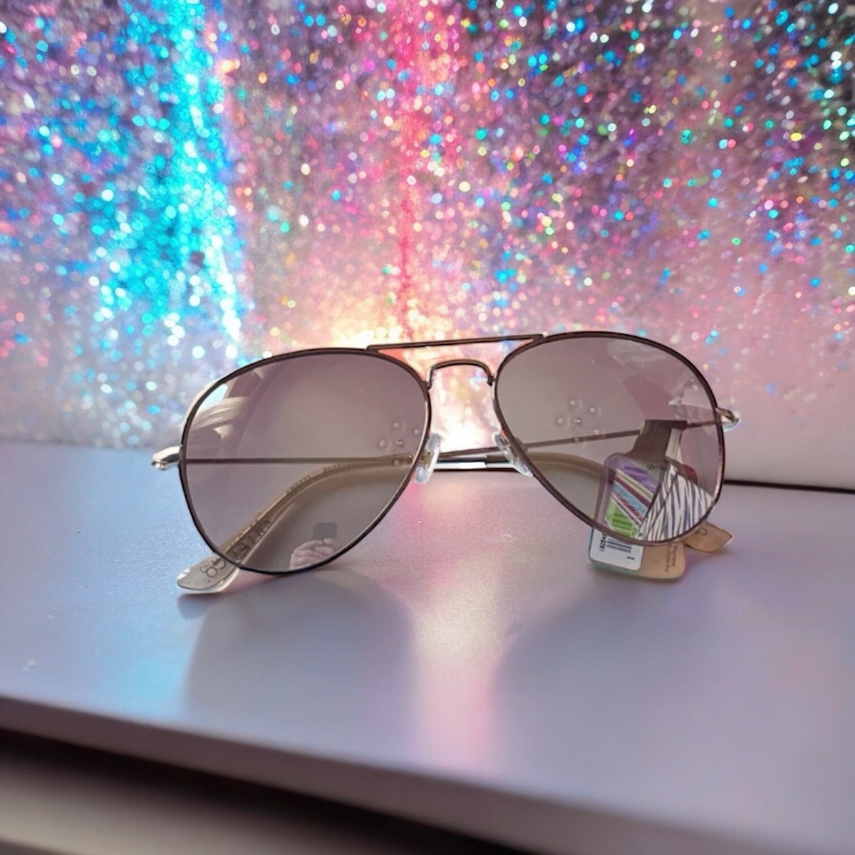 Frye and Co. Gold Frame Sunglasses with Pink Lenses FRYE & CO Rose Gold Classic Metal Aviator with Rose Lens  main image 3