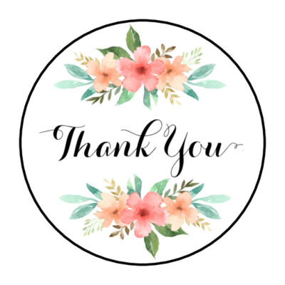 30 1.5" THANK YOU FLOWERS BOHO FAVOR LABELS ROUND STICKERS ENVELOPE ...