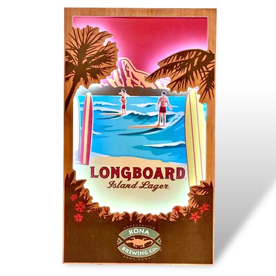 VERY RARE HAWAII SURF STYLE TIKI BAR KONA BREWING BEER SIGN 16”x27
