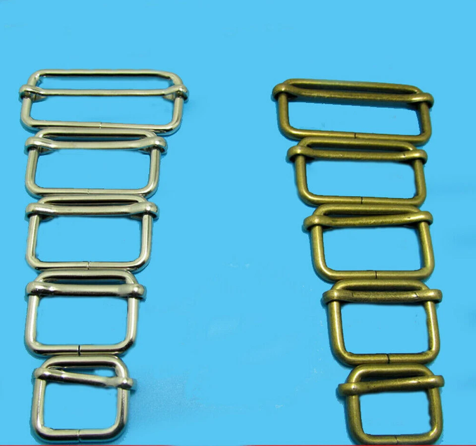 Metal Sliding Bar Strap Adjuster Buckles Slider 20 25 32 38 50mm Tri Glides Pin - Image 2 of 4