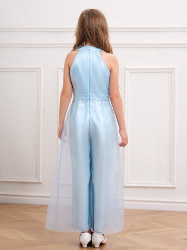 Kids Girls Gown Party Jumpsuit Evenings Rompers Dance Bodysuit Wedding Costume - Picture 9 of 54