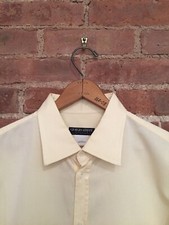 Vintage Giorgio Armani Classico Mens Shirt, Sz16.5, Yellow Cotton Faille Italy