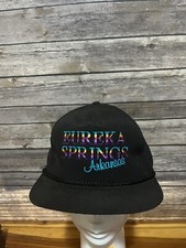 Eureka Springs Arkansas Trucker Snapback Hat Cap Black Colorful Embroidery