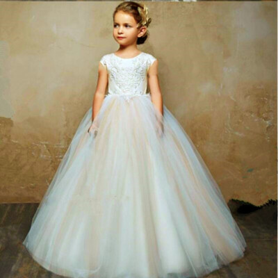 Flower Girl Dress Princess Birthday Party Wedding Pageant Christening Lace  Dress | eBay