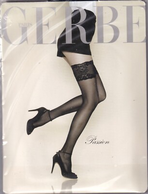 Bas Jarretières Gerbe Satin 20 Deniers Noir - Taille 1 (8.5) - Neuf Avec étiquettes - Fabriqué En France