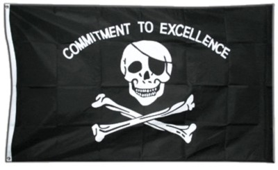 Fahne Pirat Commitment to excellence Flagge Piraten Hissflagge 90x150cm