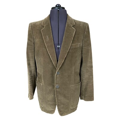 Valstar Milano Blazer Sakko Grün Cord Baumwolle Slim Fit Italy IT 52 UK 40R