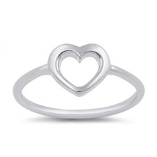 Sterling Silver Simple Open Heart Ring