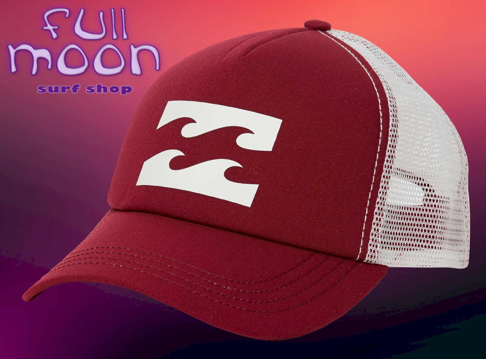 New Billabong Wave Logo Sangria Amp Womens Snapback Trucker 