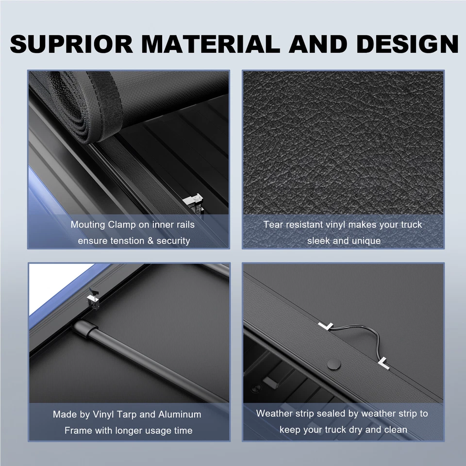 6.5FT Bed Truck Tonneau Cover For 1997-2004 Dodge Dakota Roll Up Waterproof Foto 4 de 4