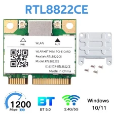 RTL8822CE Half Mini PCIe WiFi Card Dual Band 1200Mbps BT 5.0 Laptop Network Card