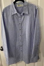 Collections ETC Women’s SZ XL Light Blue/White Cotton Blend Gingham Tunic Shirt