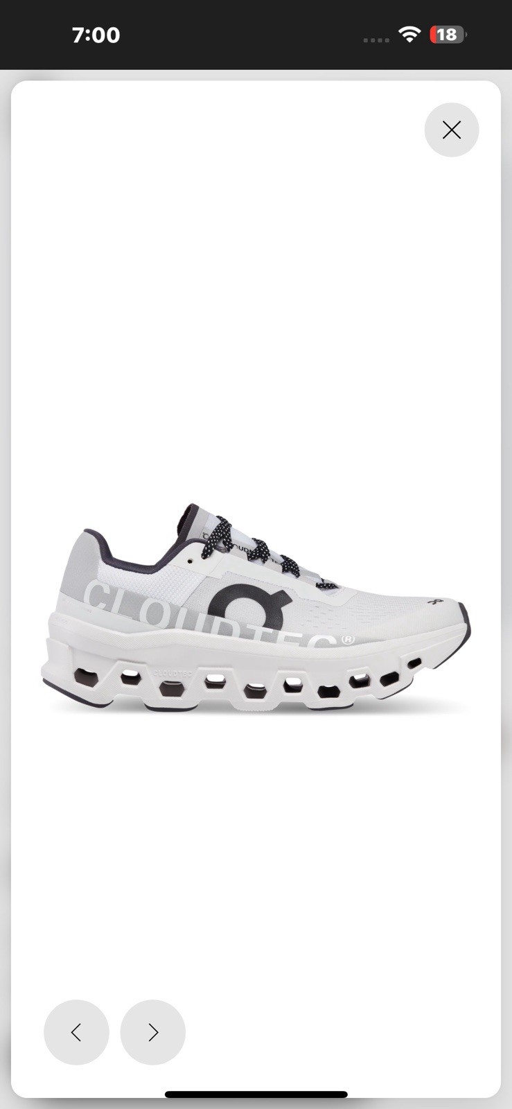 ON Cloudmonster Women's White & Black Running Shoes Size 9.5 61-97433