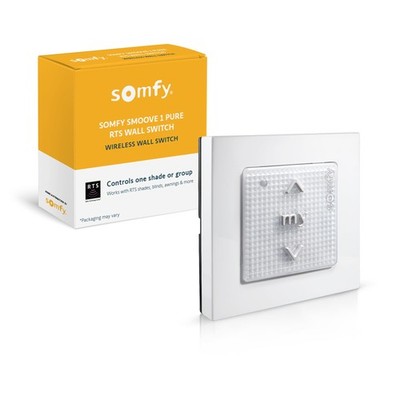 Somfy Smoove 1 RTS Pure - 1-Channel Wall Mount Switch for RTS Motorized Shade...