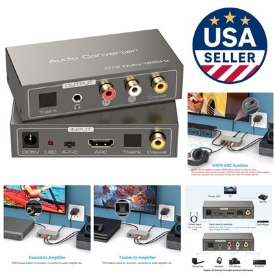 3 Inputs HDMI ARC to RCA Converter - Ideal for TV Sound Systems & Home Theater