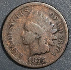 1875 1C INDIAN HEAD BRONZE CENT KM# 90a Grade:  G A7199