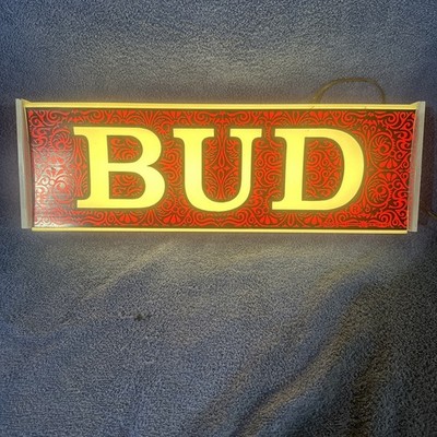 VINTAGE BUDWEISER BEER LIGHT UP SIGN “BUD” 19” X 6” | eBay