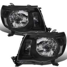 2005-2011 Toyota Tacoma Factory Clear Reflector Headlights Pair Black