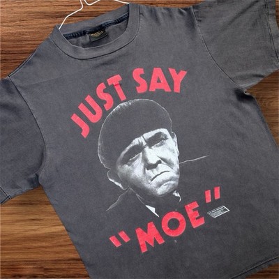 Vintage Three Stooges T-Shirt Just Say Moe Changes Tag Size Large Faded 80s 90s