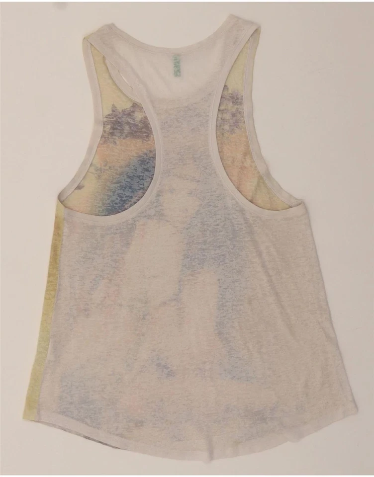 Chaleco Top Benetton Mujer Gráfico Reino Unido 10 Pequeño Beige Floral Poliéster DM32 Foto 2 de 3